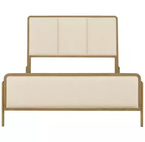 Arini Sand Wash and Cream California King Upholstered Panel Bed