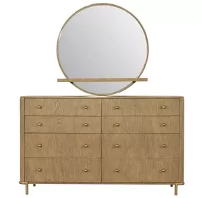 Arini Sand Wash 8 Drawer Dresser with Mirror