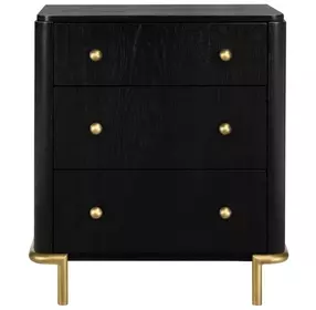 Arini Black 3 Drawer Nightstand