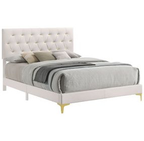 Kendall White California King Upholstered Panel Bed