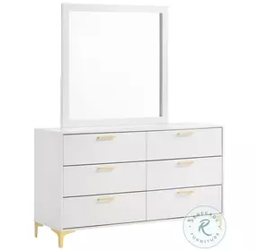 Kendall White 6 Drawer Dresser with Mirror