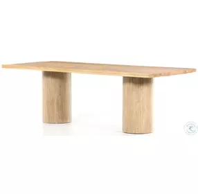 Malia Polished Travertine And Natural Oak Dining Table