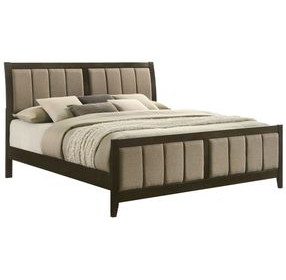 Wilkes Brown California King Upholstered Panel Bed