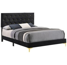Kendall Black California King Upholstered Panel Bed