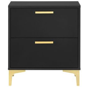 Kendall Black And Gold 2 Drawer Nightstand