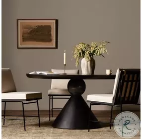 Bibianna Worn Black Marble Dining Room Set