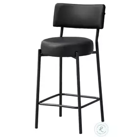 2245 Black Leather Look Bar Stool Set Of 2