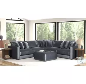 Remington Slate 131" L-Shape Sectional With Ottoman