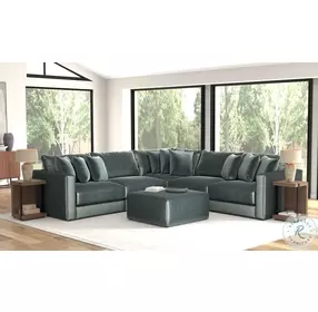 Remington Pine 131" L-Shape Sectional With Ottoman