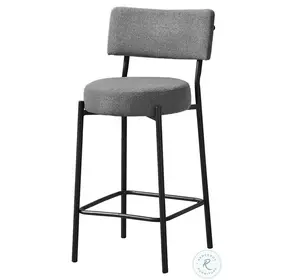 2246 Grey Fabric And Black Metal Bar Stool Set Of 2