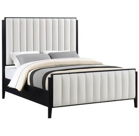 Brookmead Black and Ivory California King Upholstered Panel Bed