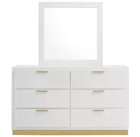 Caraway White 6 Drawer Dresser with Mirror