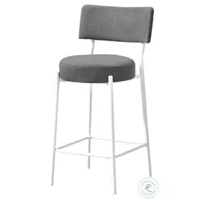 2247 Grey Fabric And White Metal Bar Stool Set Of 2