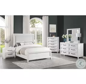 Marielle Distressed White Panel Bedroom Set