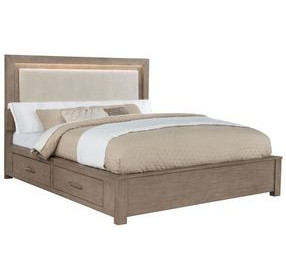 Kenora Barley Brown King Upholstered Platform Storage Bed