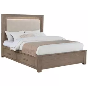 Kenora Barley Brown Queen Upholstered Platform Storage Bed