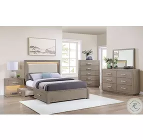 Kenora Barley Brown Upholstered Platform Storage Bedroom Set