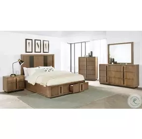 Terrace Ash Brown Platform Storage Bedroom Set