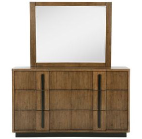 Terrace Ash Brown 6 Drawer Dresser With Mirror