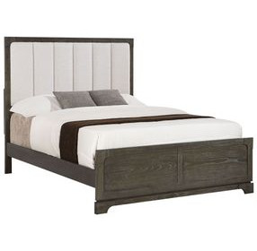 Gran Park Dark Cocoa and Beige California King Upholstered Panel Bed