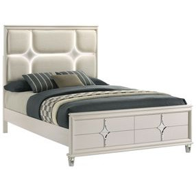 Olivia Pearl White Queen Upholstered Panel Bed