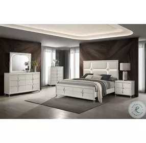 Olivia Pearl White Upholstered Panel Bedroom Set