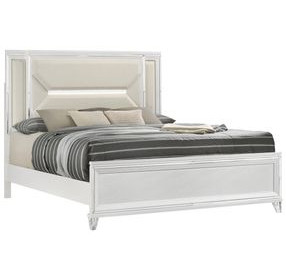 Marmore White King Panel Bed