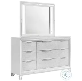 Marmore White 9 Drawer Dresser With Mirror