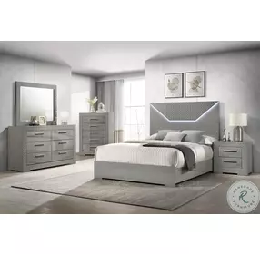 Ives Gray High Gloss Panel Bedroom Set