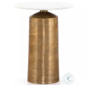 Delune Polished White Marble And Brushed Brass Nightstand