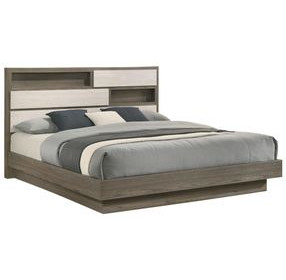 Fenwick Gray Oak And Almond King Bookcase Platform Bed