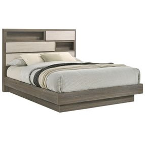 Fenwick Gray Oak And Almond Queen Bookcase Platform Bed