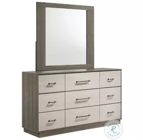 Fenwick Gray Oak And Almond 9 Drawer Dresser With Mirror