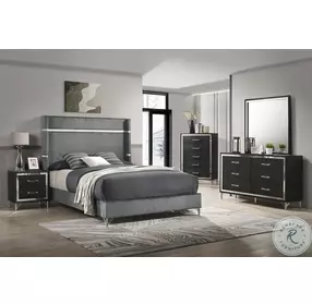 Lucia Gray Upholstered Wingback Panel Bedroom Set