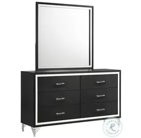 Lucia Black 6 Drawer Dresser With Mirror