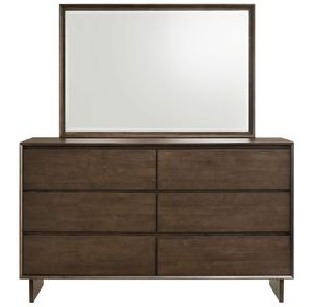 Glenwood Warm Brown 6 Drawer Dresser With Mirror