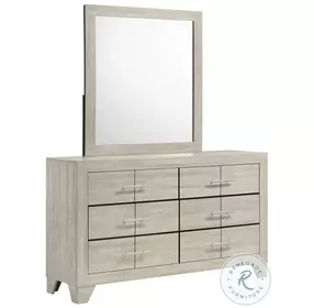 Trenton Rustic Cream 6 Drawer Dresser with Mirror