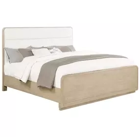 Ladera Light Elm King Upholstered Panel Bed