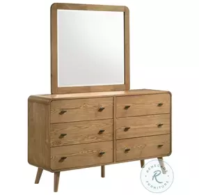Robyn Light Ash 6 Drawer Dresser with Mirror