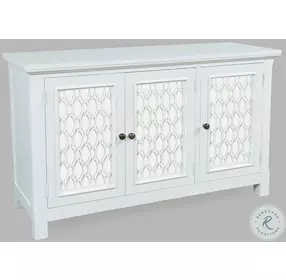 Isabella White 54" Mirrored Accent Cabinet