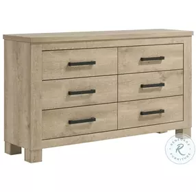 Oakglen Weathered Oak 6 Drawer Dresser
