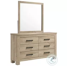 Oakglen Weathered Oak 6 Drawer Dresser with Mirror