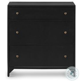 Belmont Black Large Storage 3 Drawer Nightstand