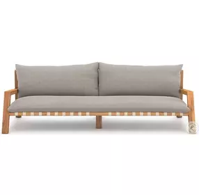 Soren Stone Grey Performance Fabric And Natural Teak Outdoor Sofa