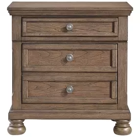 Bethel Wire Brushed Antique Brown 3 Drawer Nightstand