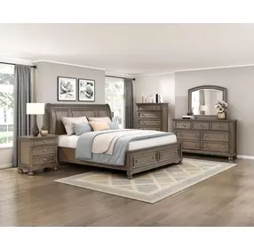 Bethel Wire Brushed Antique Brown Storage Platform Bedroom Set