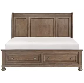 Bethel Wire Brushed Antique Brown California King Storage Platform Bed