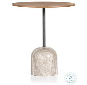 Fay Antique White Marble And Dark Natural Oak Counter Height Dining Table