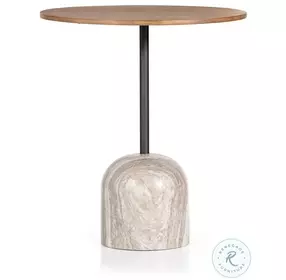 Fay Antique White Marble And Dark Natural Oak Counter Height Dining Table