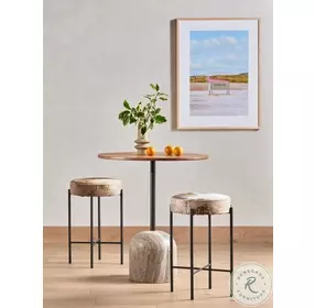 Fay Antique White Marble And Dark Natural Oak Bar Table Set